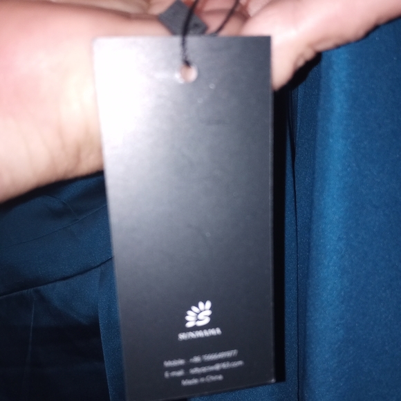 Sunmama Blue Satin One Shoulder Lightweight Midi Dress Size 2X NWT - Picture 7 of 9